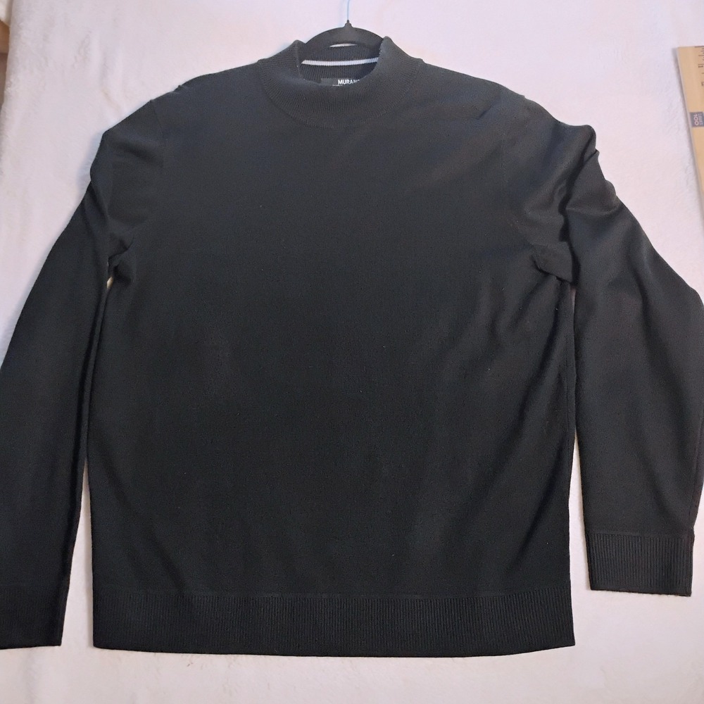 Murano Sweater Mens Large Black Crewneck Pullover Modern Performance Acrylic